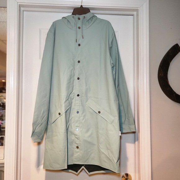 NWT Rains Women's Long Jacket W3 Waterproof Rain Jacket Coat Minimalist - Picture 4 of 8